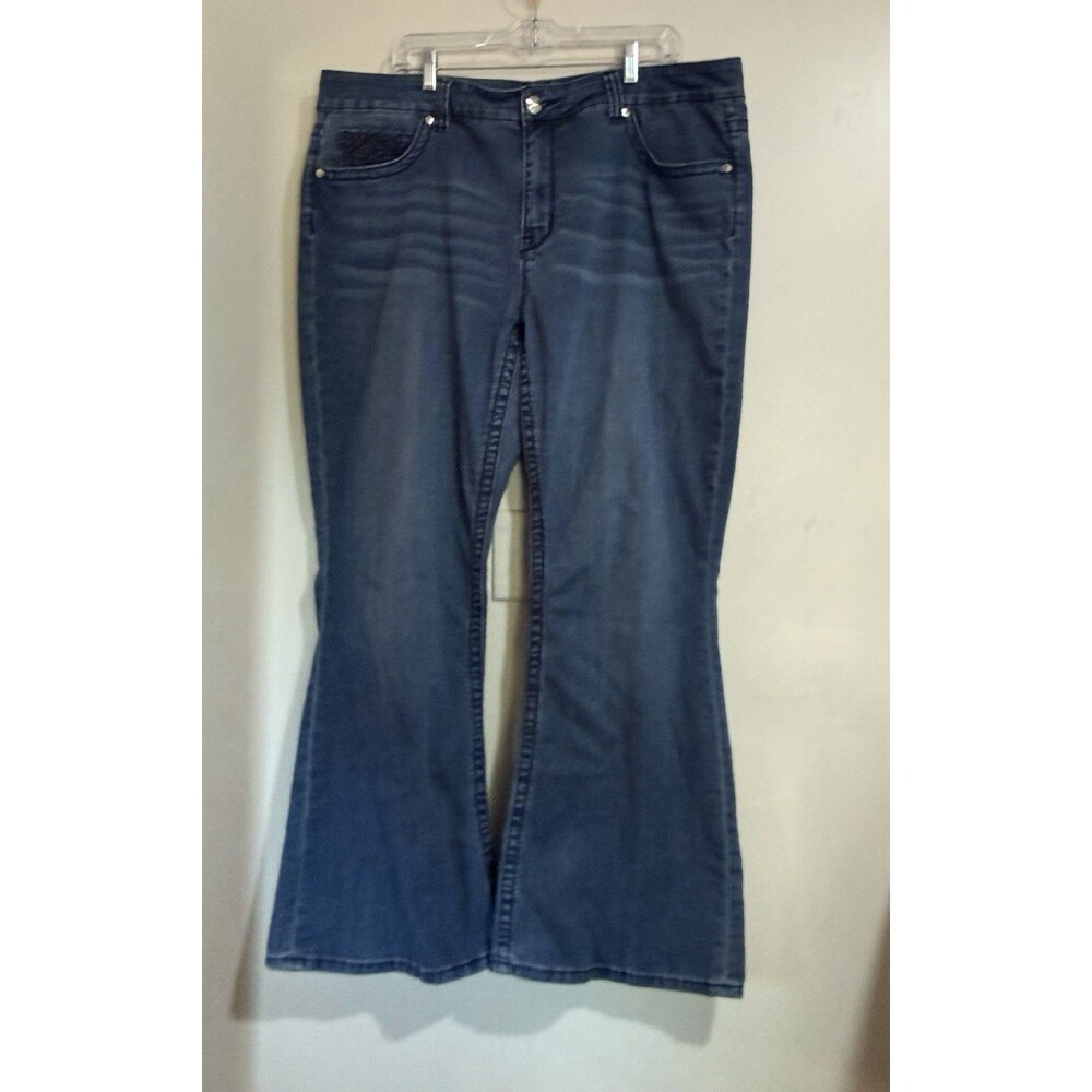 Melissa McCarthy Slim Flare Plus Size 20 Woman’s Jeans Navajo Pocket Dark Denim
